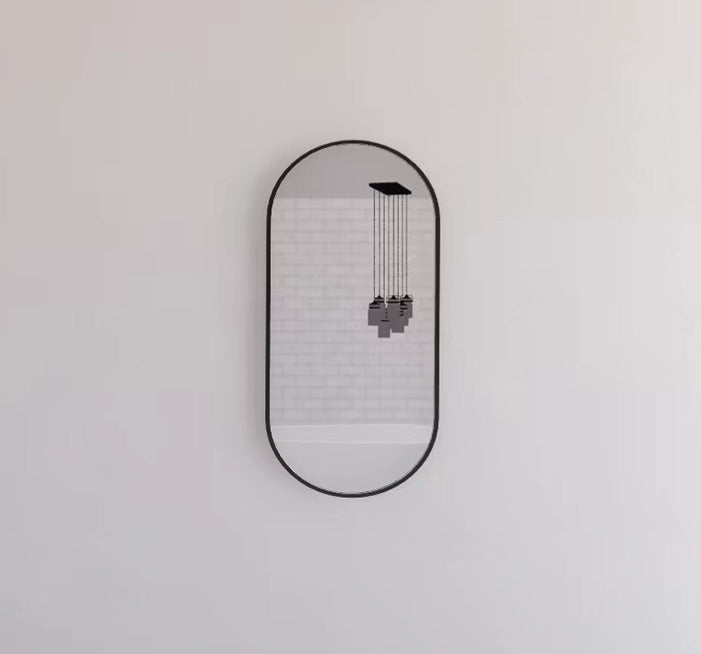 Riva 900mm x 450mm Framed Oval Mirror Wall Mounted Black - Sydney Home Centre