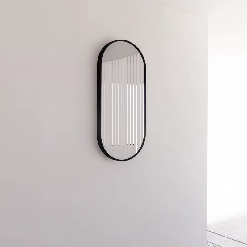 Riva 900mm x 450mm Framed Oval Mirror Wall Mounted Black - Sydney Home Centre