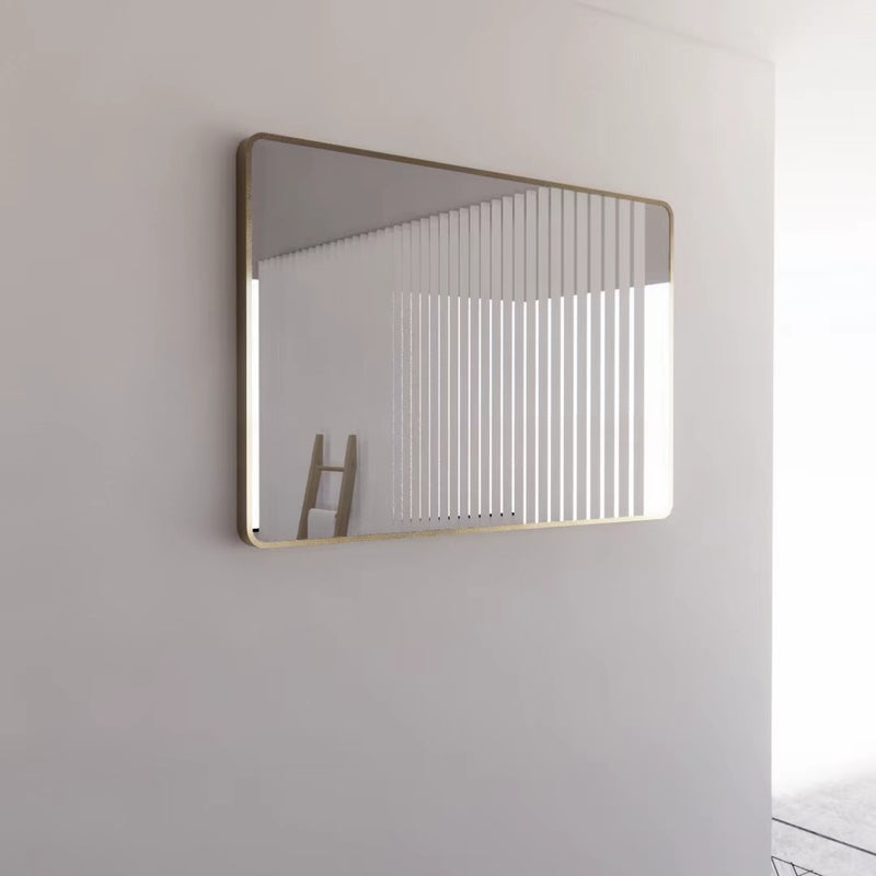 Riva 1200mm x 800mm Framed Rectangle Mirror Wall Mounted Brushed Gold - Sydney Home Centre