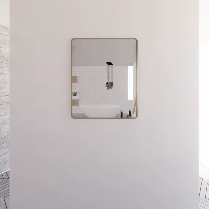 Riva 900mm x 750mm Framed Rectangle Mirror Wall Mounted Brushed Gold - Sydney Home Centre