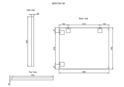 Riva 900mm x 750mm Framed Rectangle Mirror Wall Mounted Black - Sydney Home Centre