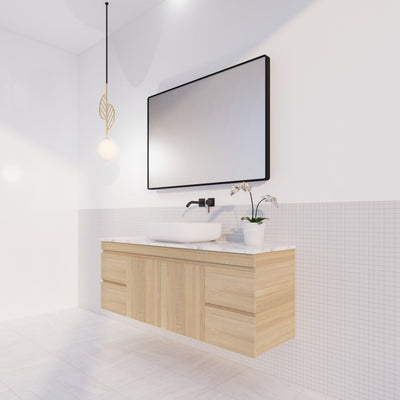 Viva ABS MF 1500mm Light Oak Single Bowl Wall Hung Vanity (Handy Ceramic Top) - Sydney Home Centre