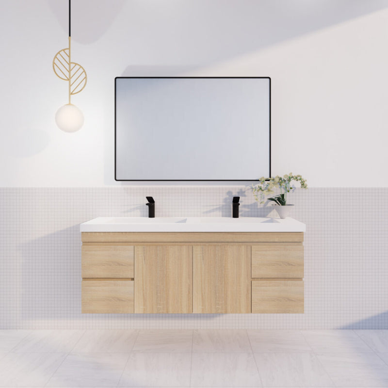 Viva ABS MF 1500mm Light Oak Double Bowl Wall Hung Vanity (Cabinet Only) - Sydney Home Centre