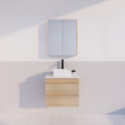 Viva ABS MF 600mm Light Oak Single Bowl Wall Hung Vanity (Cabinet Only) - Sydney Home Centre