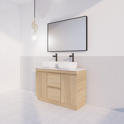 Viva ABS MFL2 1200mm Light Oak Double Bowl with Legs Freestanding Vanity (Handy Ceramic Top) - Sydney Home Centre