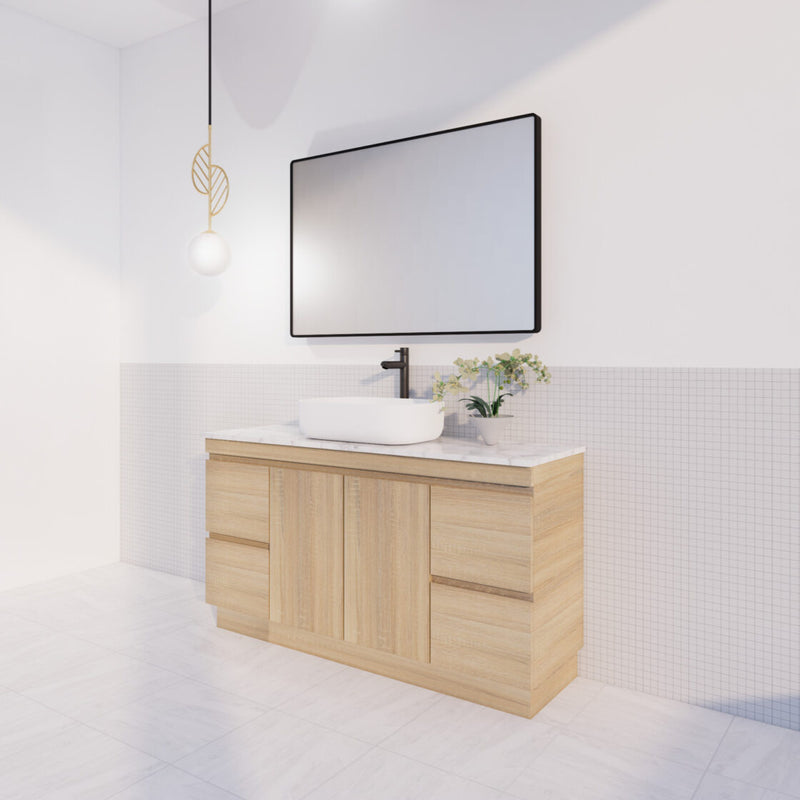 Viva ABS MFL2 1500mm Light Oak Single Bowl With Kickboard Freestanding Vanity (Handy Ceramic Top) - Sydney Home Centre