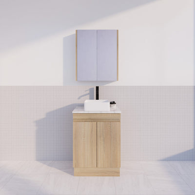 Viva ABS MFL2 600mm Light Oak Single Bowl With Legs Freestanding Vanity (Volvo Polymarble Top) - Sydney Home Centre