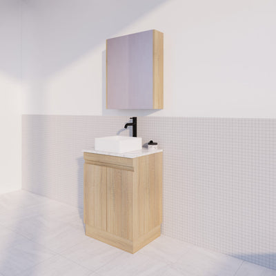 Viva ABS MFL2 600mm Light Oak Single Bowl With Legs Freestanding Vanity (Eden Ceramic Top) - Sydney Home Centre