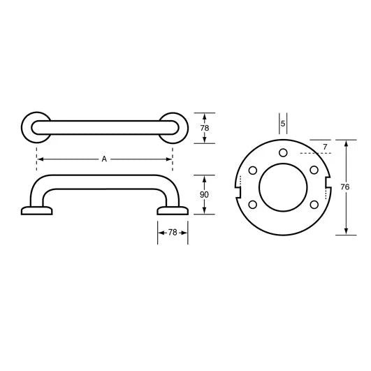 Dolphy 1000mm Straight Grab Rail Silver