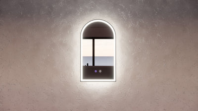 Riva AR2 800mm x 450mm Framed Arch Led Mirror 3 Colour lights with Dimmer Black - Sydney Home Centre