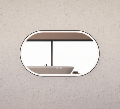 Riva O1 1200mm x 700mm Framed Oval Led Mirror 3 Colour lights with Dimmer Black - Sydney Home Centre