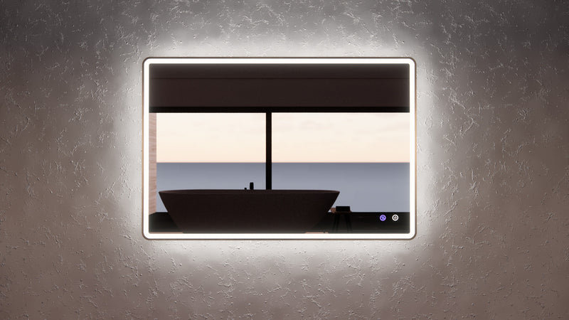 Riva S4 1200mm x 800mm Framed Rectangle Led Mirror 3 Colour lights with Dimmer Brushed Gold - Sydney Home Centre