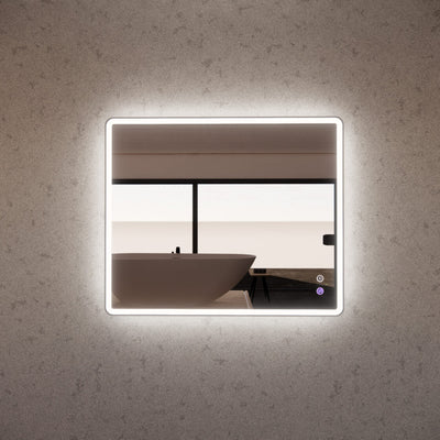 Riva S4 900mm x 750mm Framed Rectangle Led Mirror 3 Colour lights with Dimmer Brushed Nickel - Sydney Home Centre