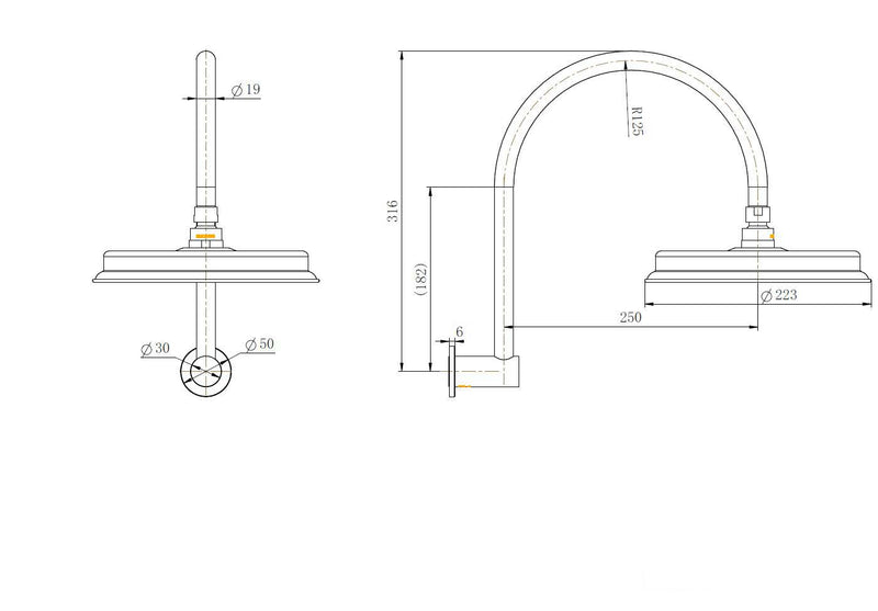 MN Montpellier Shower Arm With Shower Head Chrome