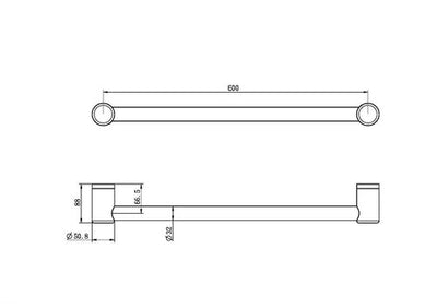 Nero Mecca Care 32mm Grab Rail 600mm Gun Metal - Sydney Home Centre