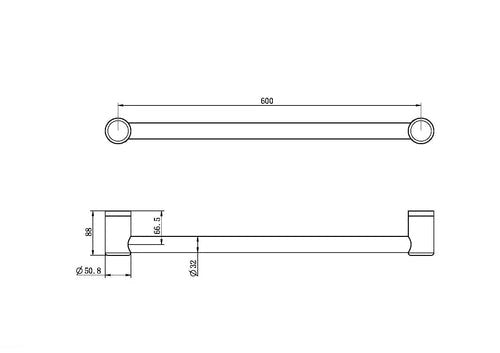 Nero Mecca Care 32mm Grab Rail 600mm Matte Black - Sydney Home Centre