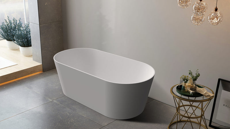 Riva Mia Super Slim Edge Oval 1700mm Freestanding Bathtub Matte White - Sydney Home Centre