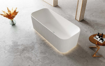 Riva Milano V-Groove Square 1700mm Freestanding Bathtub Gloss White - Sydney Home Centre