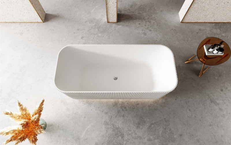 Riva Milano V-Groove Square 1500mm Freestanding Bathtub Gloss White - Sydney Home Centre