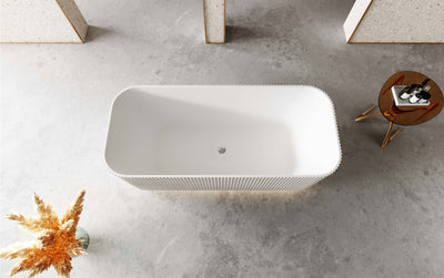 Riva Milano V-Groove Square 1700mm Freestanding Bathtub Gloss White - Sydney Home Centre