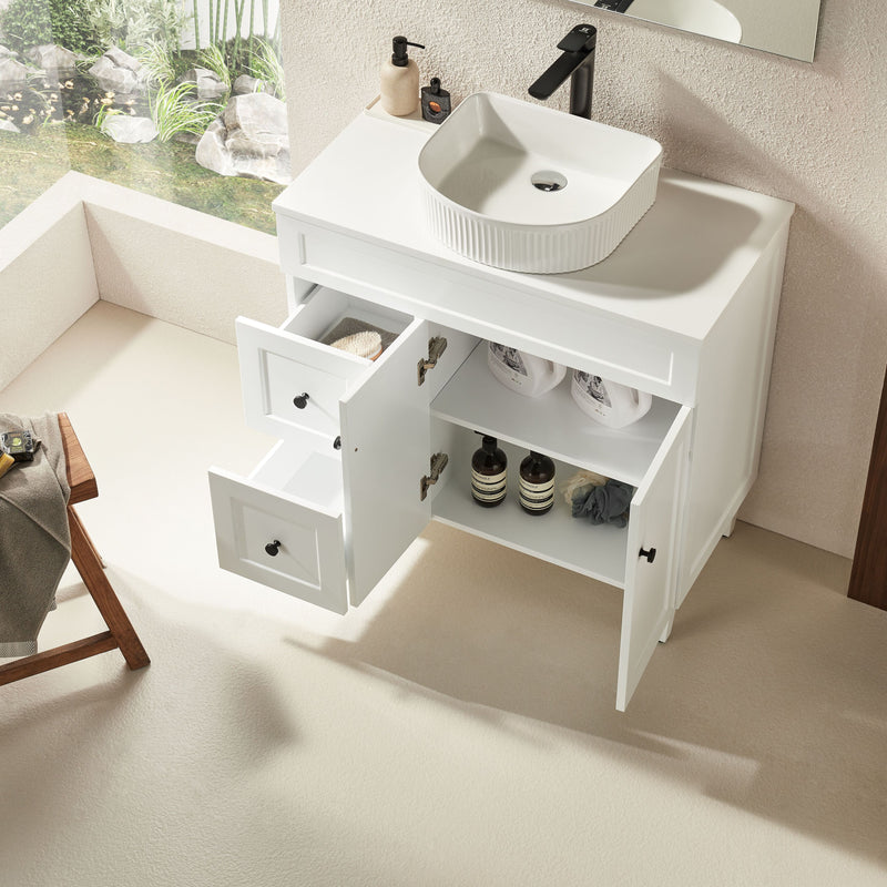 Ceto Harrington 900mm Left Hand Drawer Freestanding Vanity Matte White (Cabinet Only) - Sydney Home Centre