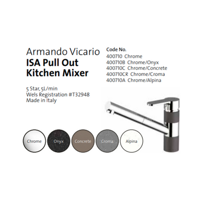 Armando Vicario ISA Pull Out Kitchen Mixer Chrome