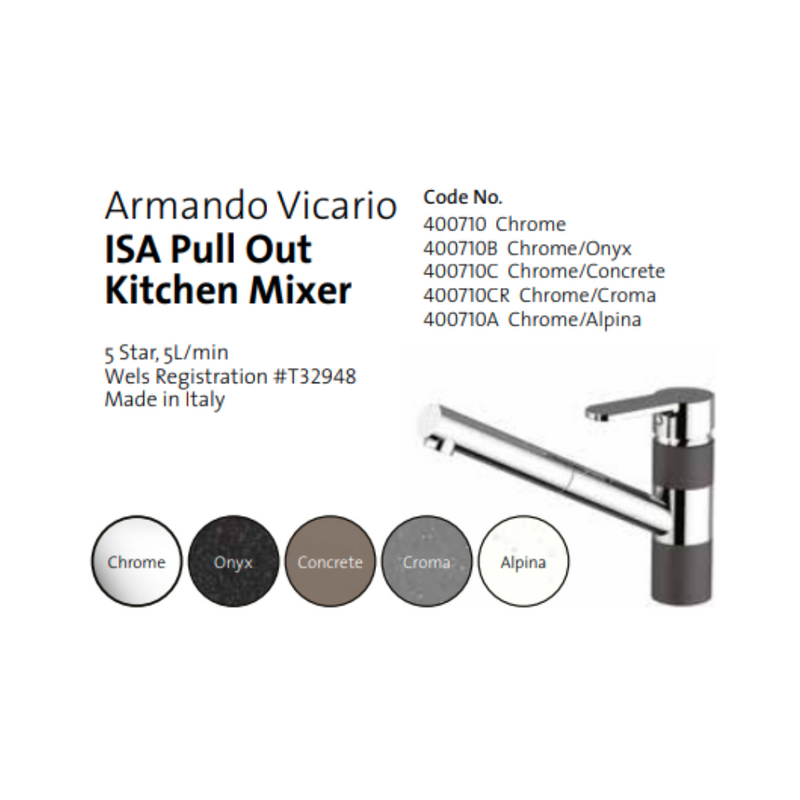 Armando Vicario ISA Pull Out Kitchen Mixer Chrome