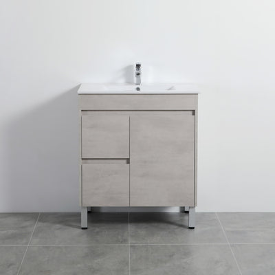 Poseidon Nova 750mm Left Hand Drawer Freestanding Vanity Concrete Grey (Cabinet only) - Sydney Home Centre