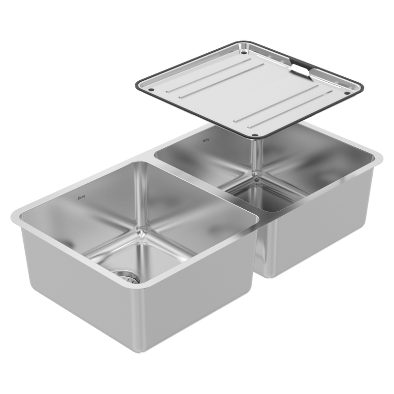 Lago Double Bowl Sink with Drainer Tray