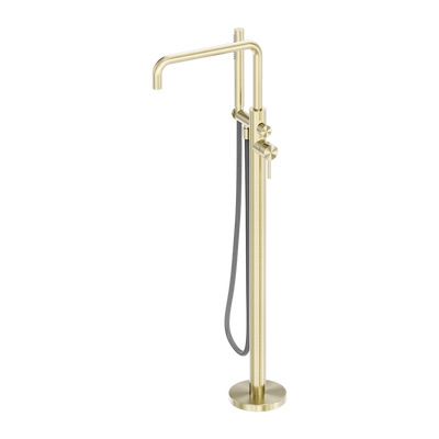 Zen SS316L Freestanding Bath Mixer With Outdoor Shower Hose Brushed Gold