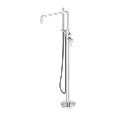 Zen SS316L Freestanding Bath Mixer With Outdoor Shower Hose Brushed Nickel