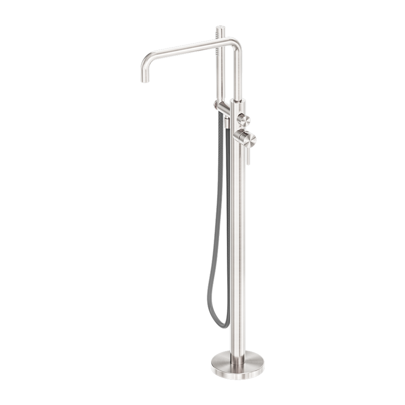 Zen SS316L Freestanding Bath Mixer With Outdoor Shower Hose Brushed Nickel