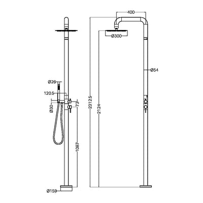 Zen SS316L Outdoor Freestanding Shower Column Brushed Bronze