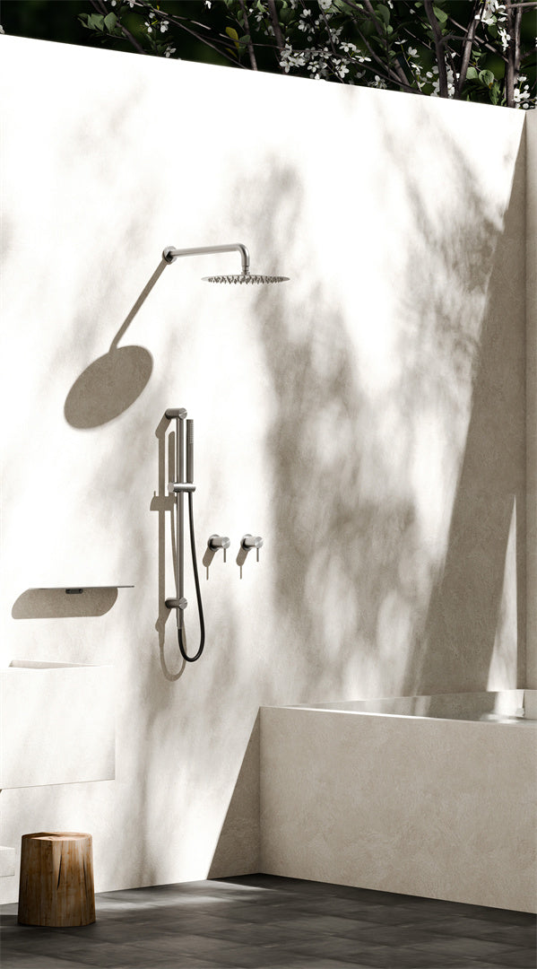 Zen SS316L Shower Rail With Outdoor Shower Hose Brushed Nickel