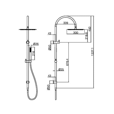 Zen SS316L Twin Shower With Outdoor Shower Hose Brushed Gold