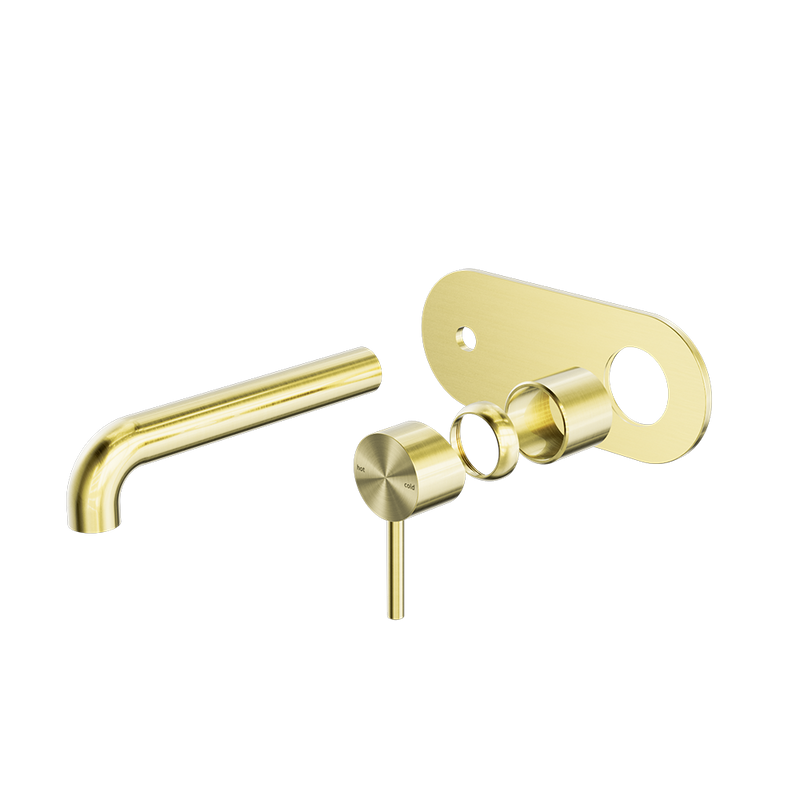 Zen SS316L Wall Basin/Bath Mixer 185mm Spout Trim Kits Only Brushed Gold