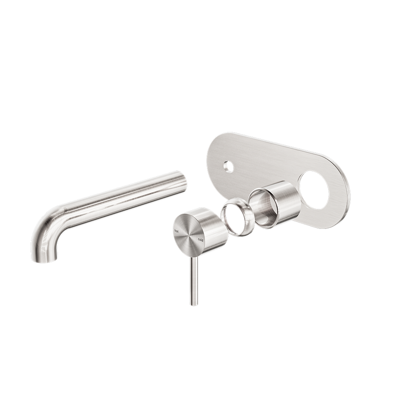 Zen SS316L Wall Basin/Bath Mixer 185mm Spout Trim Kits Only Brushed Nickel