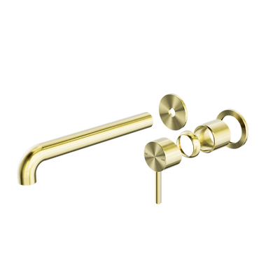 Zen SS316L Wall Basin/Bath Mixer Separate Back Plate 185mm Spout Trim Kits Only Brushed Gold