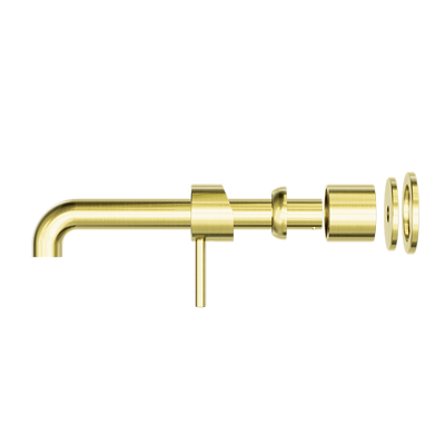 Zen SS316L Wall Basin/Bath Mixer Separate Back Plate 185mm Spout Trim Kits Only Brushed Gold