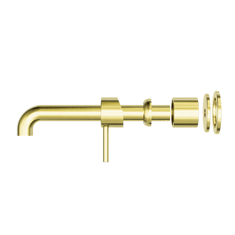 Zen SS316L Wall Basin/Bath Mixer Separate Back Plate 185mm Spout Trim Kits Only Brushed Gold