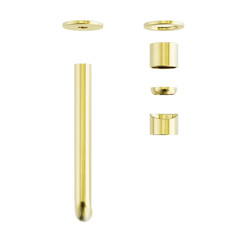 Zen SS316L Wall Basin/Bath Mixer Separate Back Plate 185mm Spout Trim Kits Only Brushed Gold