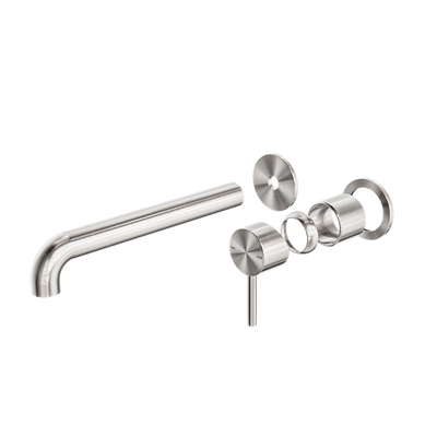 Zen SS316L Wall Basin/Bath Mixer Separate Back Plate 185mm Spout Trim Kits Only Brushed Nickel