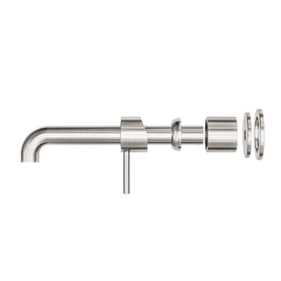 Zen SS316L Wall Basin/Bath Mixer Separate Back Plate 185mm Spout Trim Kits Only Brushed Nickel