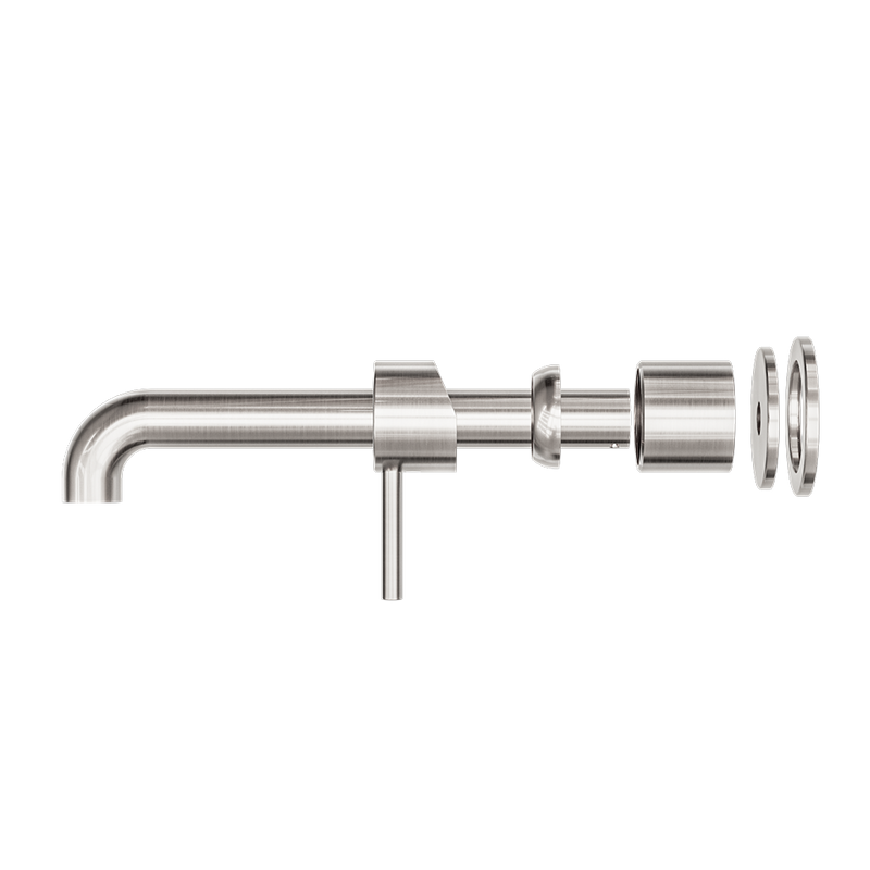 Zen SS316L Wall Basin/Bath Mixer Separate Back Plate 185mm Spout Trim Kits Only Brushed Nickel