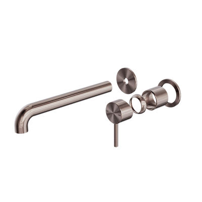 Zen SS316L Wall Basin/Bath Mixer Separate Back Plate 185mm Spout Trim Kits Only Brushed Bronze