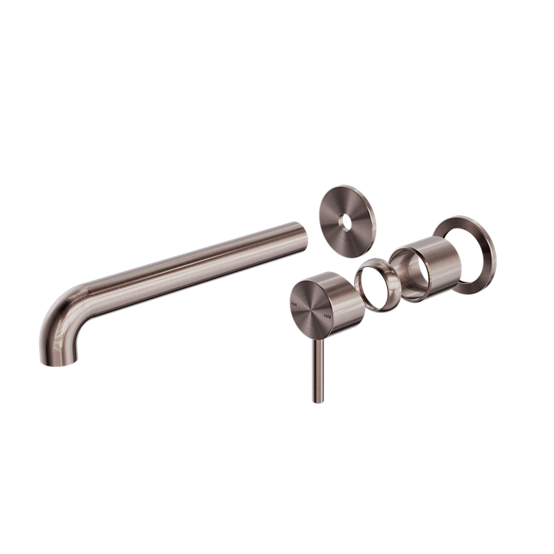 Zen SS316L Wall Basin/Bath Mixer Separate Back Plate 230mm Spout Trim Kits Only Brushed Bronze