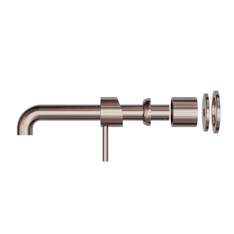 Zen SS316L Wall Basin/Bath Mixer Separate Back Plate 185mm Spout Trim Kits Only Brushed Bronze