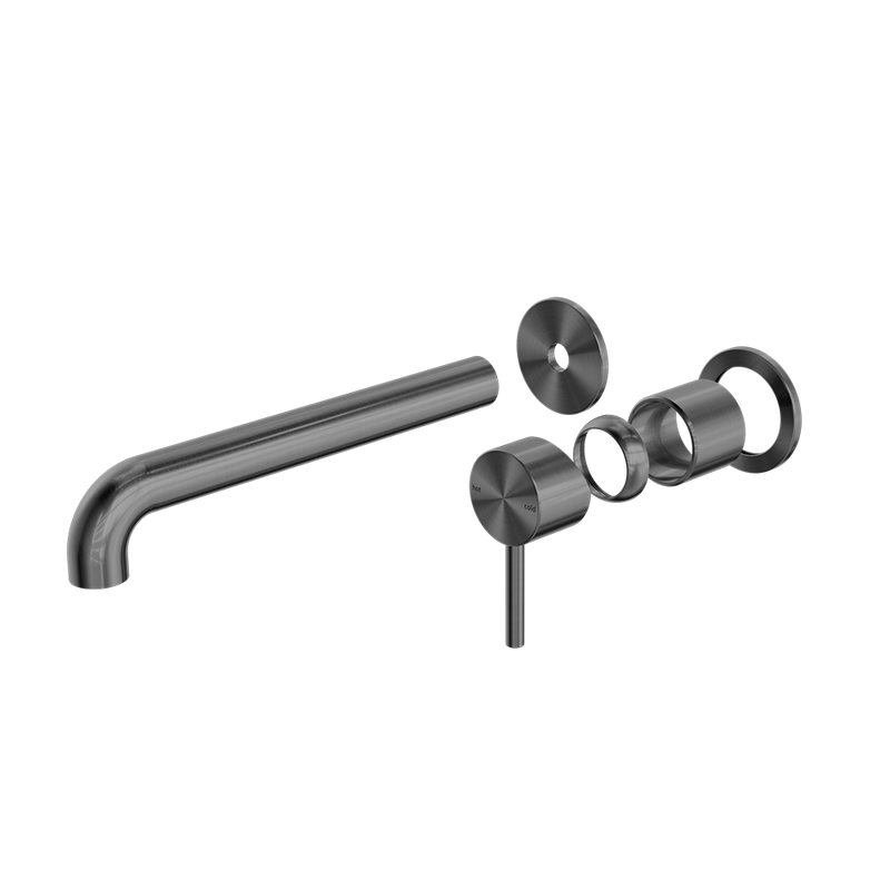 Zen SS316L Wall Basin/Bath Mixer Separate Back Plate 230mm Spout Trim Kits Only Graphite