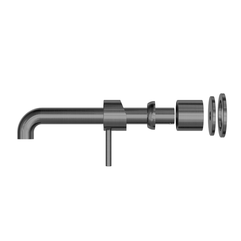 Zen SS316L Wall Basin/Bath Mixer Separate Back Plate 230mm Spout Trim Kits Only Graphite