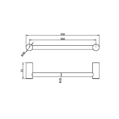 Zen SS316L Hand Towel Rail Brushed Gold